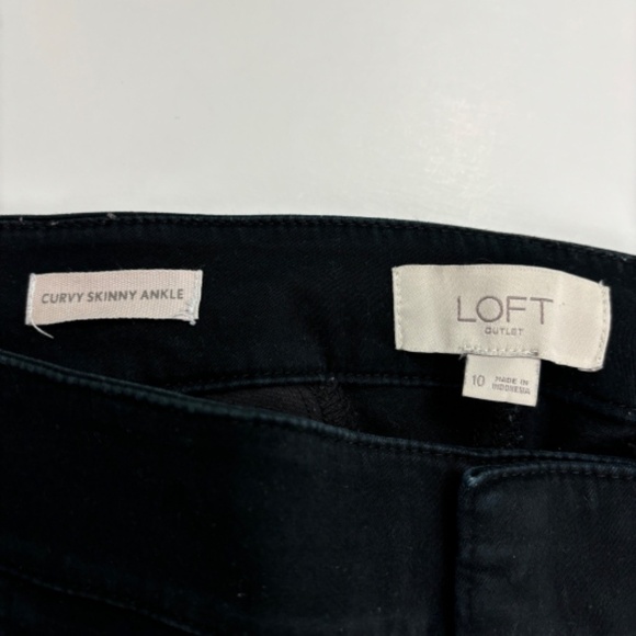 Loft Curvy Skinny Ankle Zipper Pockets Women's size 10 Black Chino Pants - Picture 2 of 4